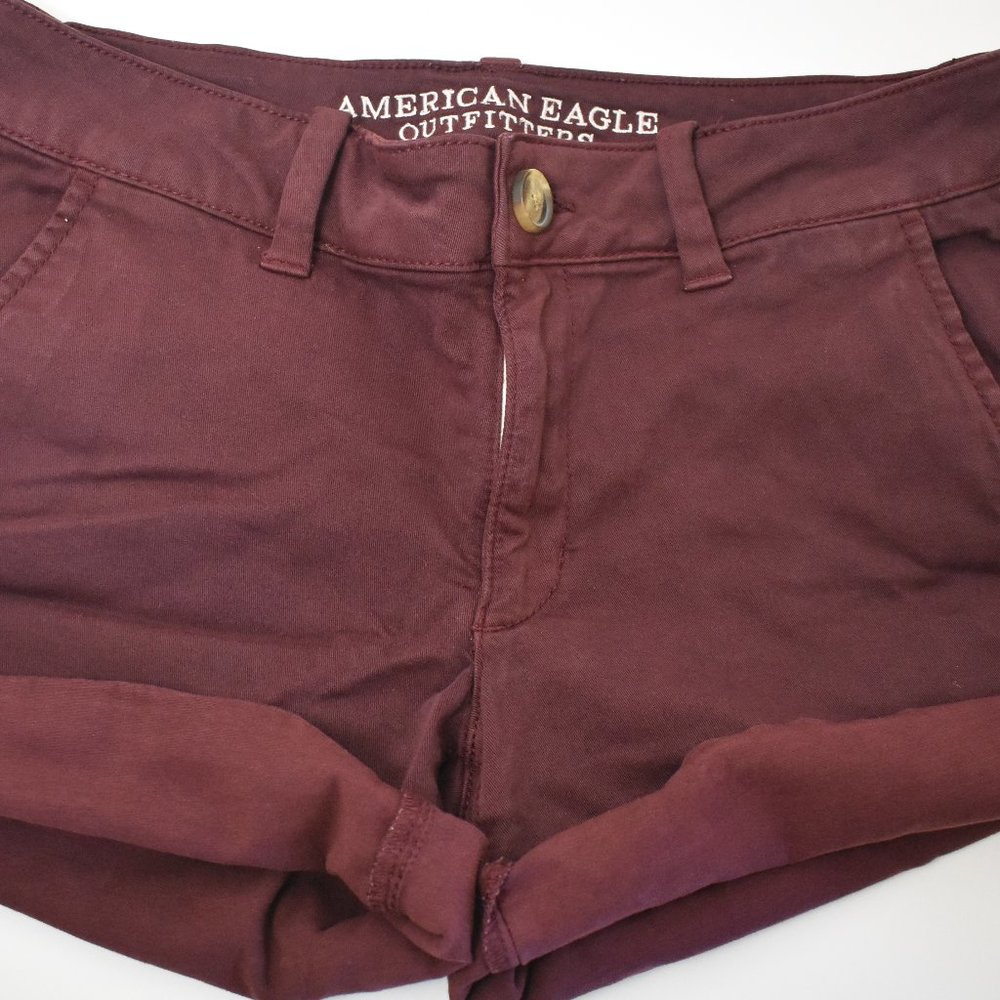 American Eagle Maroon Twill Shorts